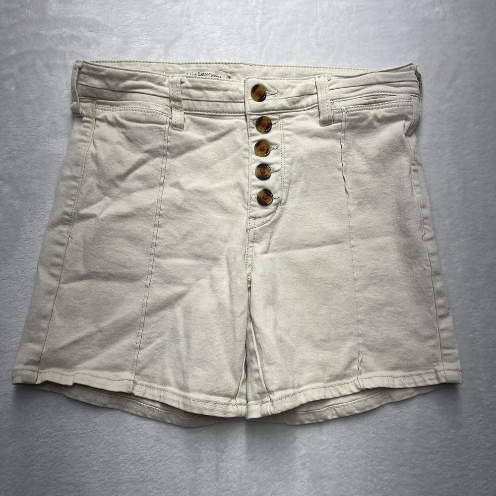 Pilcro‎ Shorts Womens Sz 25 Anthropologie Slim Boyfriend 5.5" Ivory Button Fly